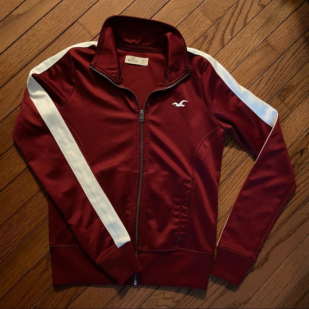 Women’s Hollister Track Jacket | Red/Maroon & White | XS | LIKE NEW | Sports